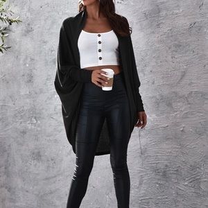 SHEIN Open Front Rib Knit Sweater/Coat